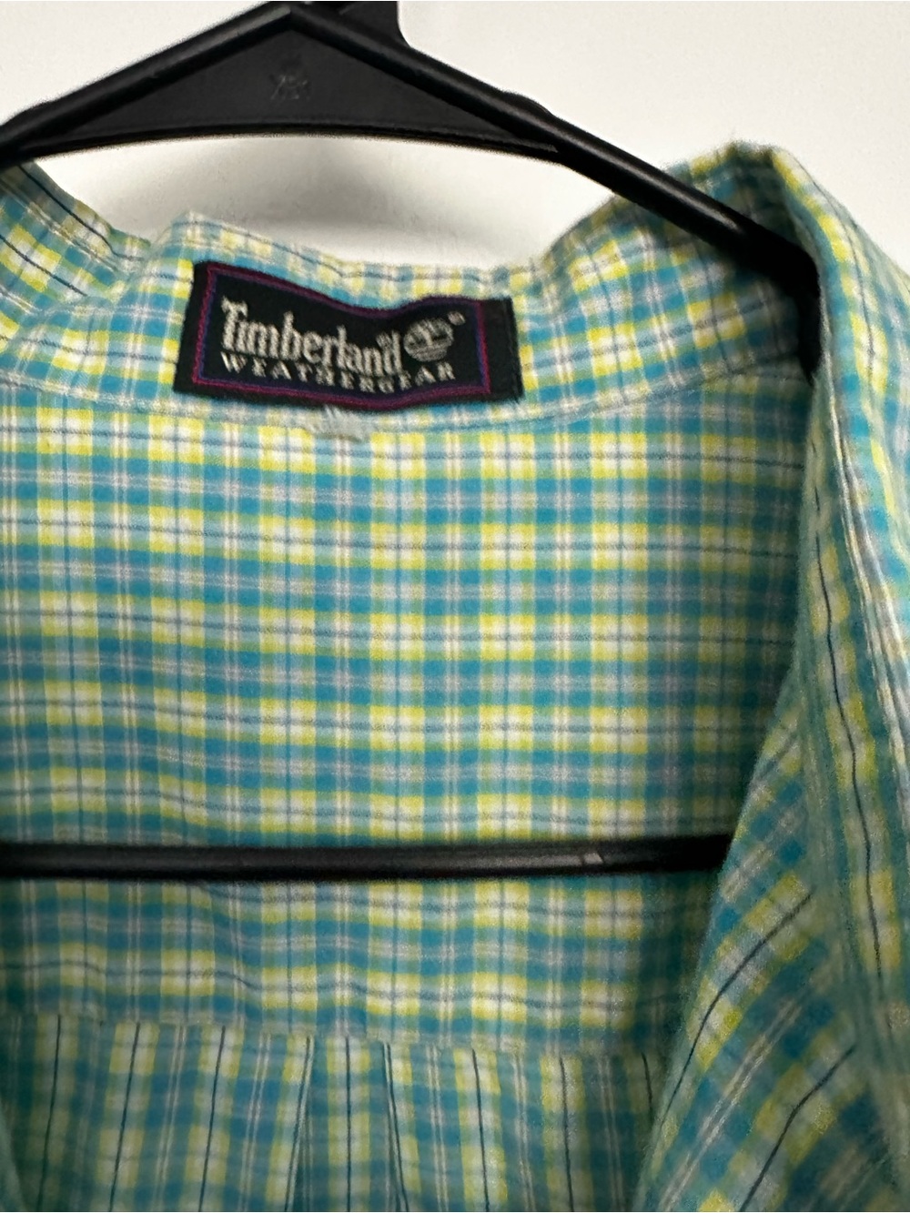 Timberland Men's Short-Sleeve Plaid Button-Up Shirt - Green, Blue & Yellow - Picture 4 of 6